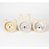 Cat / Bear / Bunny Face Rustic Wood Photo Frame